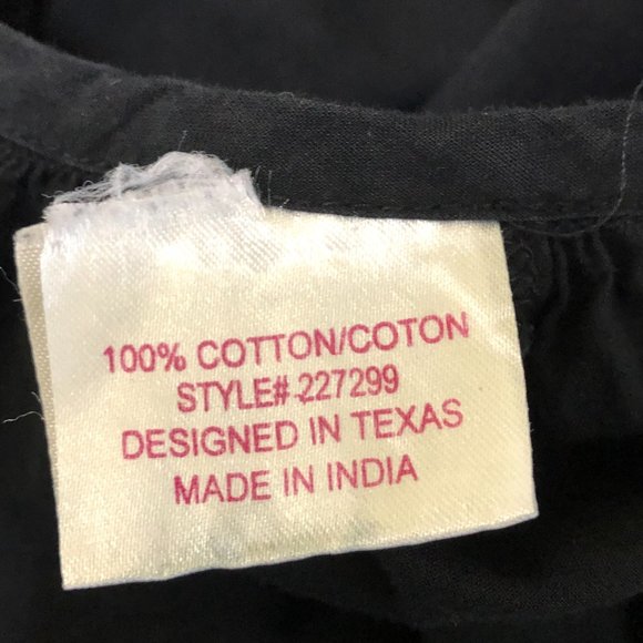 Plus Size Panhandle Slim Black Embroidered Blouse Gypsy Boho Long Sleeve Size 2X - Picture 5 of 5